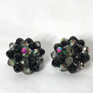 Vintage Bead Cluster Clip On Earrings